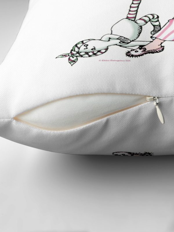 Yawning Eloise in her Pajamas Throw Pillow zip feature